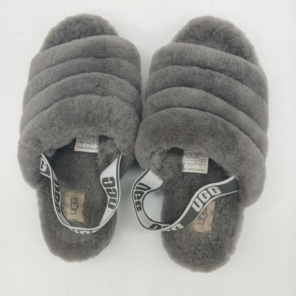 UGG Women's Slip on Fluff Yeah Slide Slipper Shoes Charcoal Gray Size 9 - Picture 5 of 9